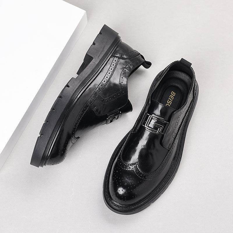 Men's genuine leather shoes - new trendy fashion business loafers - slip-on casual leather shoes