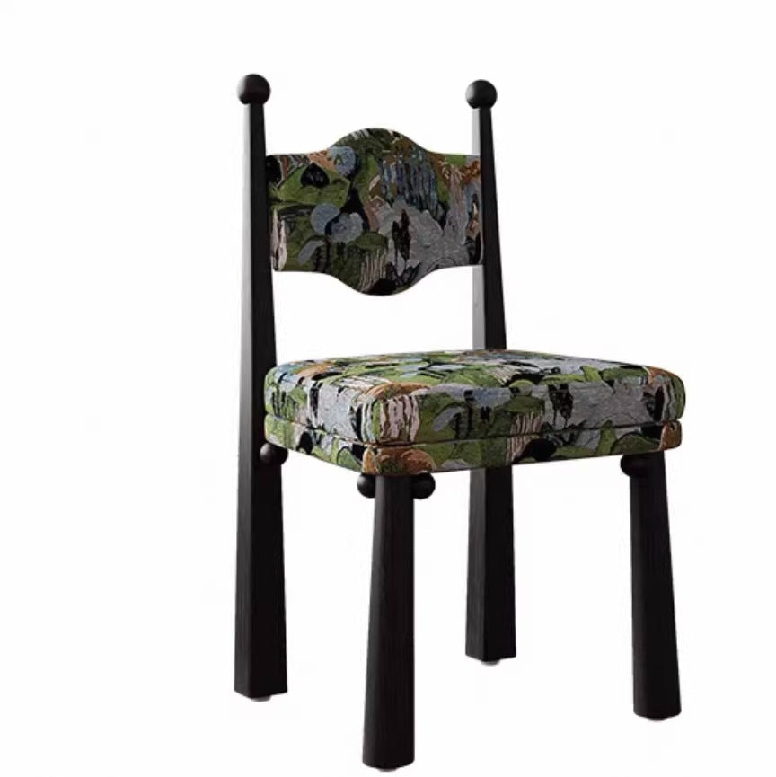 French retro solid wood dining chair designer home casual chair medieval dining table and chair bedroom light luxury ash wood