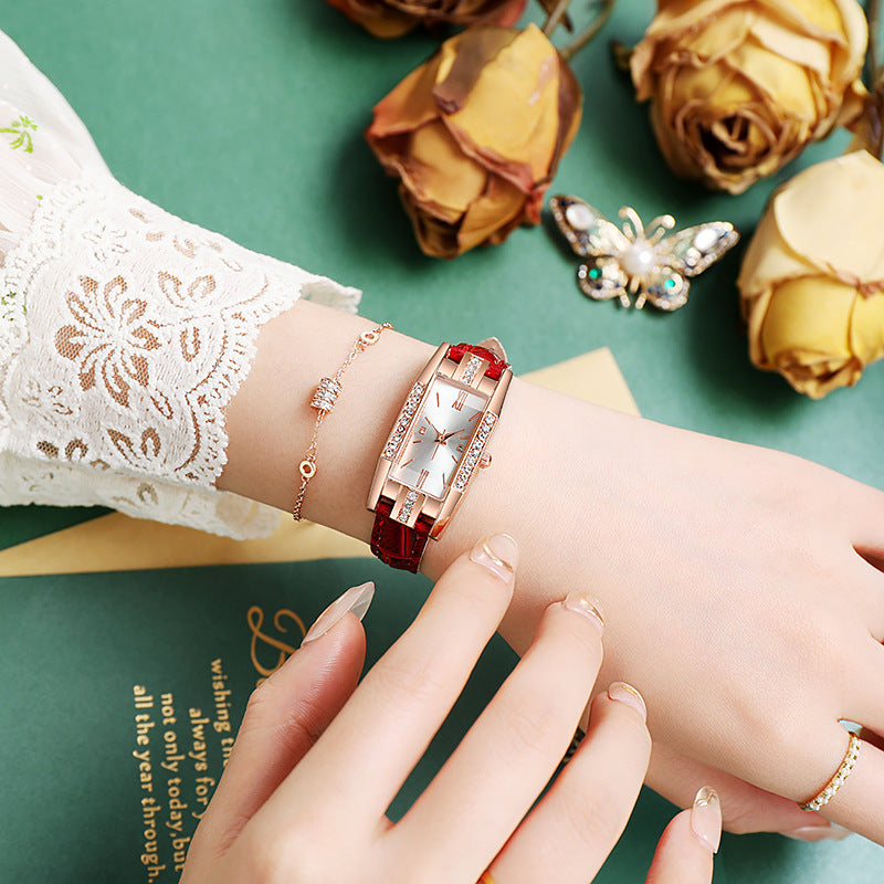 Douyin small green watch popular live broadcast traffic diamond small square women's watch women's watch fashion watch large dial