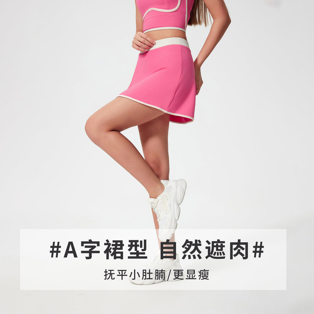 Summer color block yoga skort - women's hip-hugging, slimming, fashionable, and versatile fitness & tennis skirt d25044