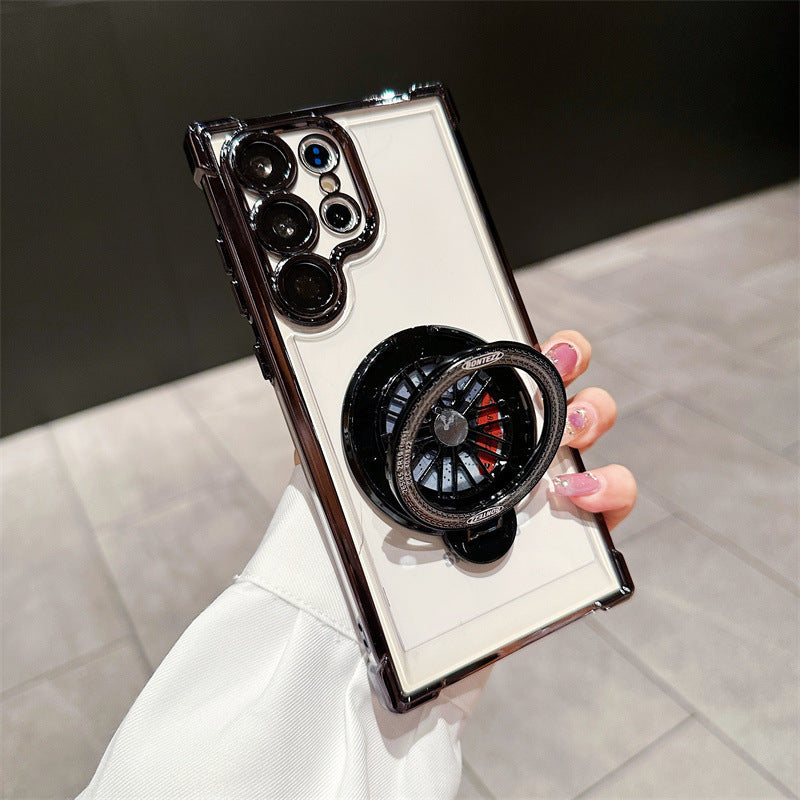 Suitable for samsung s26u/s25 decompression mobile phone case electroplated four corners anti-fall a37 fidget spinner magnetic holder case