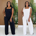 C7698 cross-border   fashion women's casual striped wide-leg jumpsuit with shoulder straps