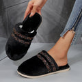 2024 fuzzy slippers for women, winter home wear, warm, street vendor style, "stomping on shit" comfort, rhinestone couple's home cotton slippers, women's outdoor wear