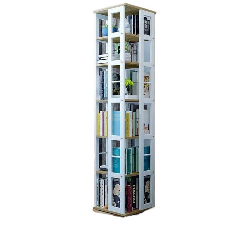 Rotating student bookshelf bookcase, mobile multi-tier kids storage floor rack, simple organizer, multifunctional living room shelf