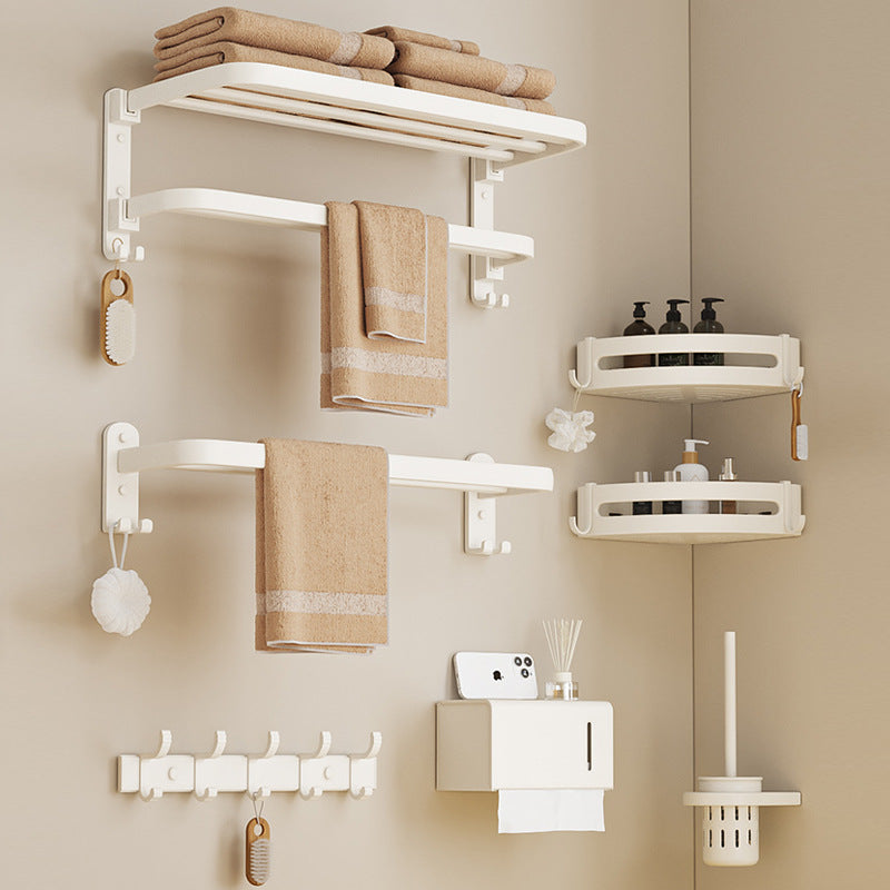 Cream style bathroom towel rack, punch-free bathroom toilet storage rack, bath towel rack, all-in-one clothes storage rack