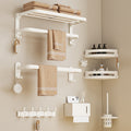 Cream style bathroom towel rack, punch-free bathroom toilet storage rack, bath towel rack, all-in-one clothes storage rack