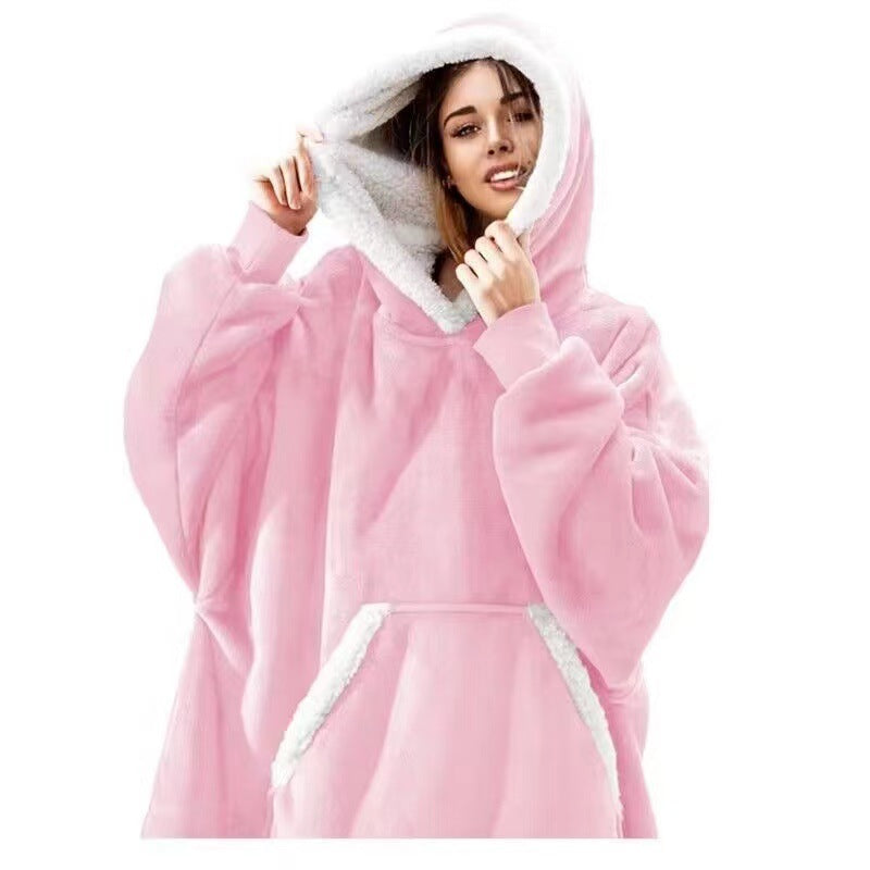 barcode pullover fleece pajamas heattech tv blanket outdoor cold-proof nightgown couple wear sweatshirt fleece heattech