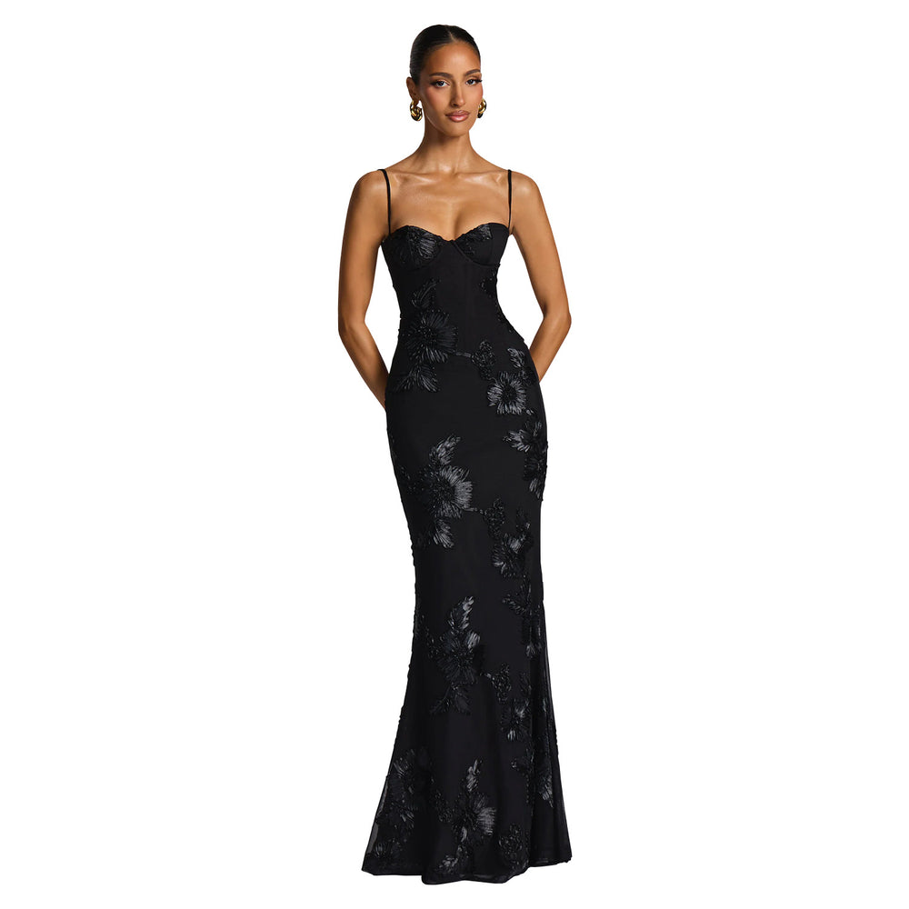 C7672 cross-border   fashion women's elegant sexy jacquard camisole party dress