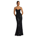 C7672 cross-border   fashion women's elegant sexy jacquard camisole party dress