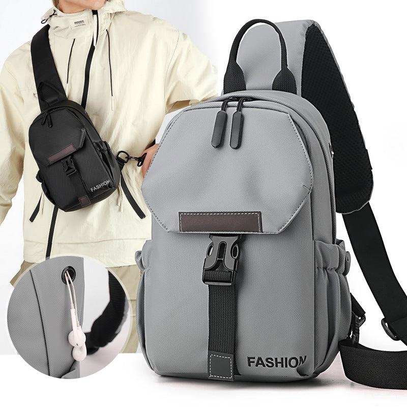 Foreign trade new trendy fashion messenger bag leather film texture men's breast bag large capacity simple and light casual shoulder bag
