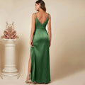 European and american cross-border women's spring/summer new satin slip dress, sexy ruched skirt for foreign trade, bridesmaid dress