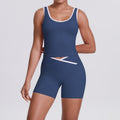 new arrival: double-sided brushed fleece color block compression yoga set - breathable, cross-back design, perfect for running and fitness (two-piece set)