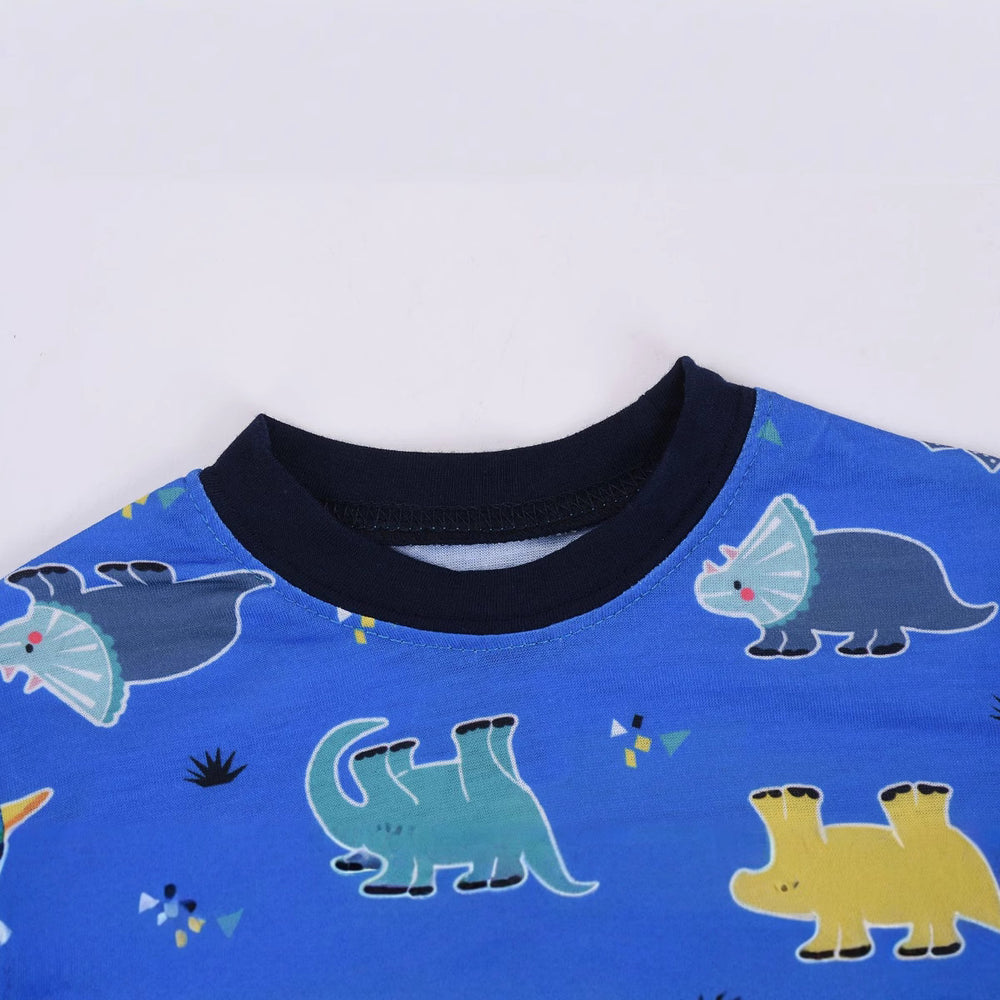 Exclusively for foreign trade platforms: children's pajama sets, autumn and winter styles, featuring unique dinosaur designs for boys, long-sleeved loungewear sets