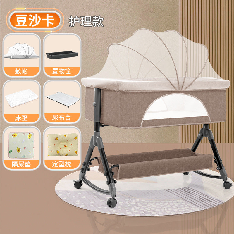 Baby crib convertible bed mobile foldable multifunctional cradle newborn bedside bed cross-border hot-selling baby bed