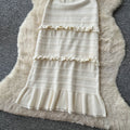 Qianjin wind sleeveless knittingelegantdress women's summer k-style round neck ruffles waist slimmingelegant long skirt