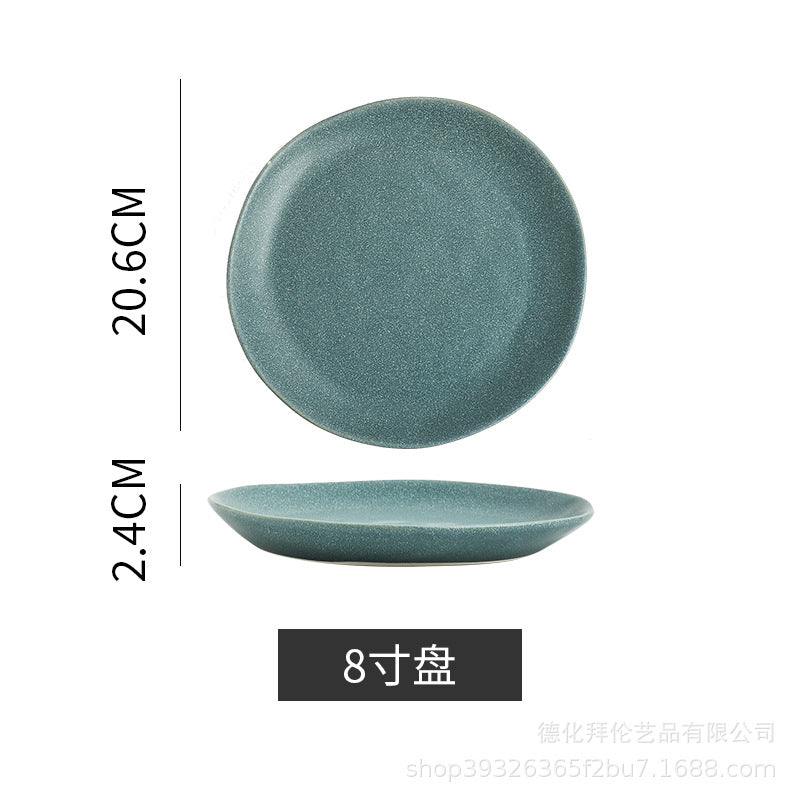 Irregular shaped bowls & plates - home ceramic salad bowl - nordic style shallow soup plate - matte minimalist flat plate - breakfast plate
