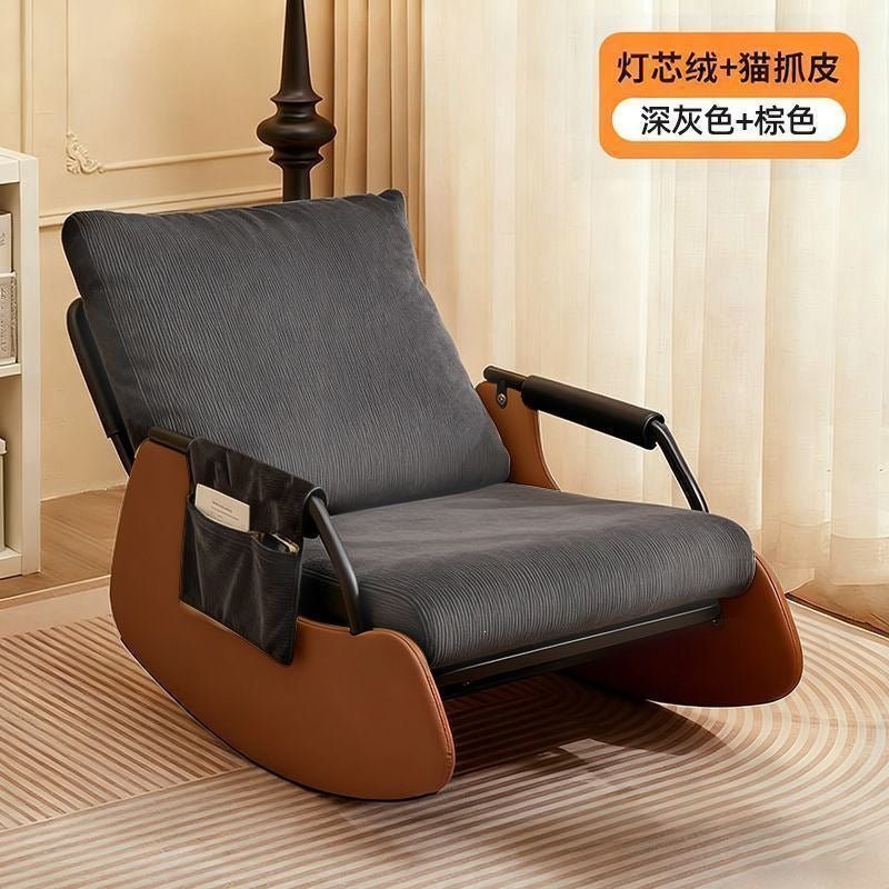 Scandinavian style casual chair rocking chair balcony plaid lazy sofa chair single courtyard living room bedroom nap chair