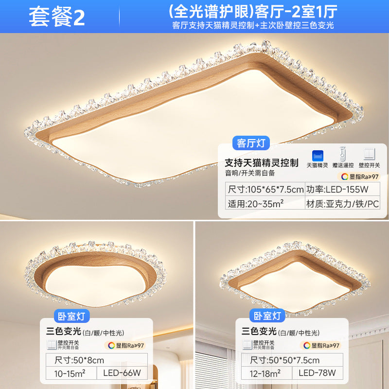 Full Spectrum Ceiling Light 2025 New Modern Simple Light Luxury Log Wind Whole House Package Combination Zhongshan Lighting