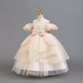 New in stock puff sleeve children's dress sequin wedding dress princess dress girls performance dress kids dress