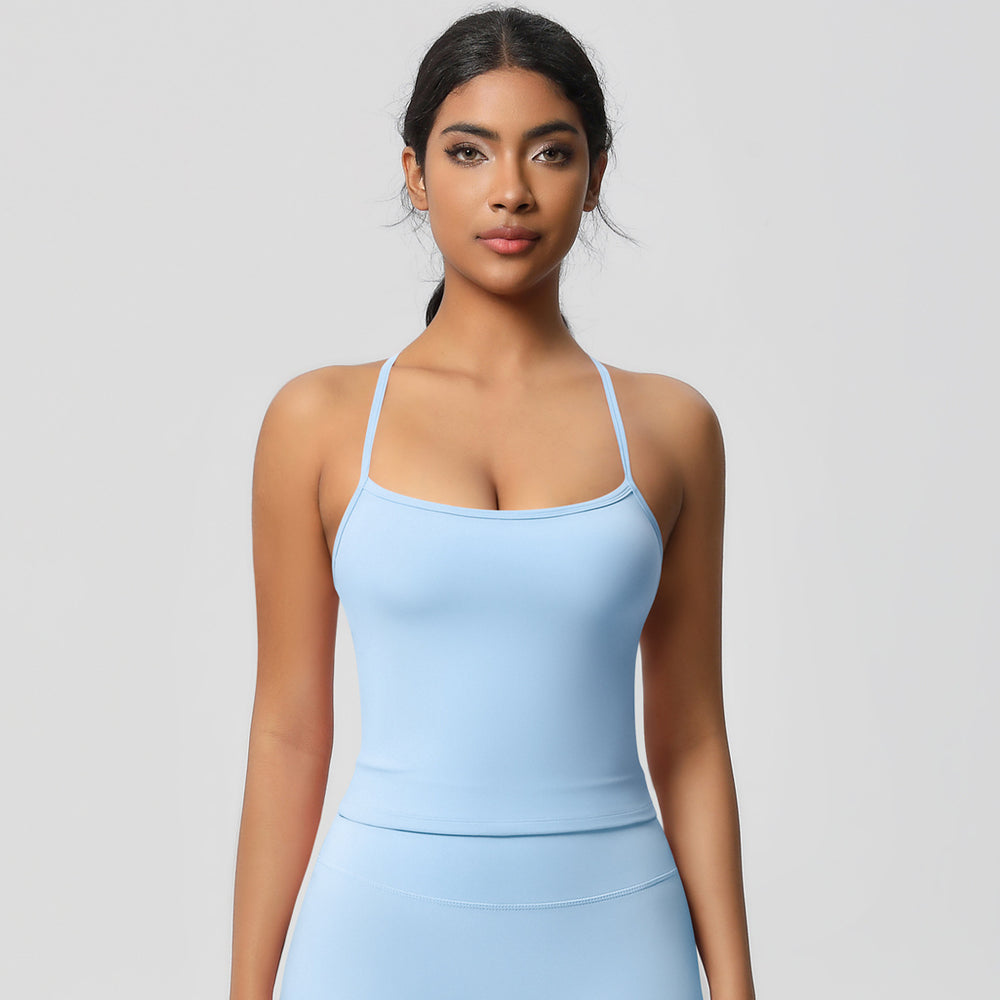 Shockproof push-up strappy back yoga bra - quick-dry, breathable, compression top - running & fitness sports tank top for women