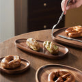 Japanese-style tray, acacia wood serving tray, irregular snack tray, solid wood dessert plate, vintage-inspired storage tray