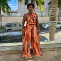 European and american cross-border women's fashion:  summer new collection - trendy printed sleeveless halter top and wide-leg pants set
