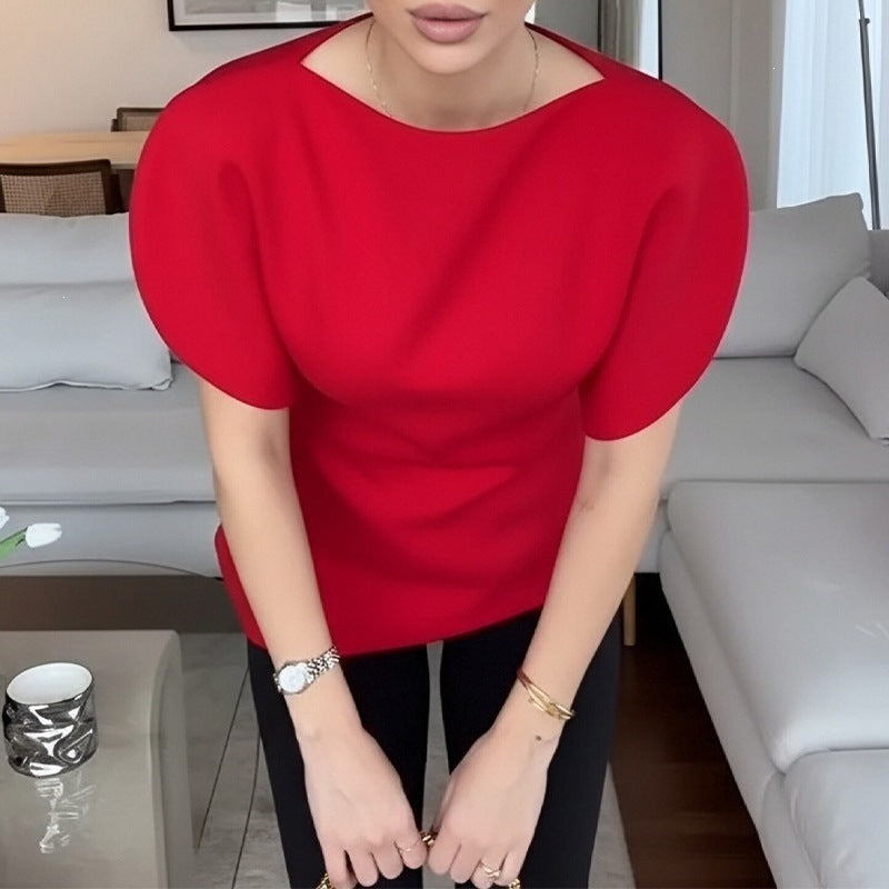 summer new women's fashion: cross-border european and american style, everyday casual, loose fit, bubble sleeve, solid color top