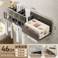Toothbrush rack without punching gun gray bathroom tooth cup mouthwash cup storage wall-mounted paper towel holder all-in-one