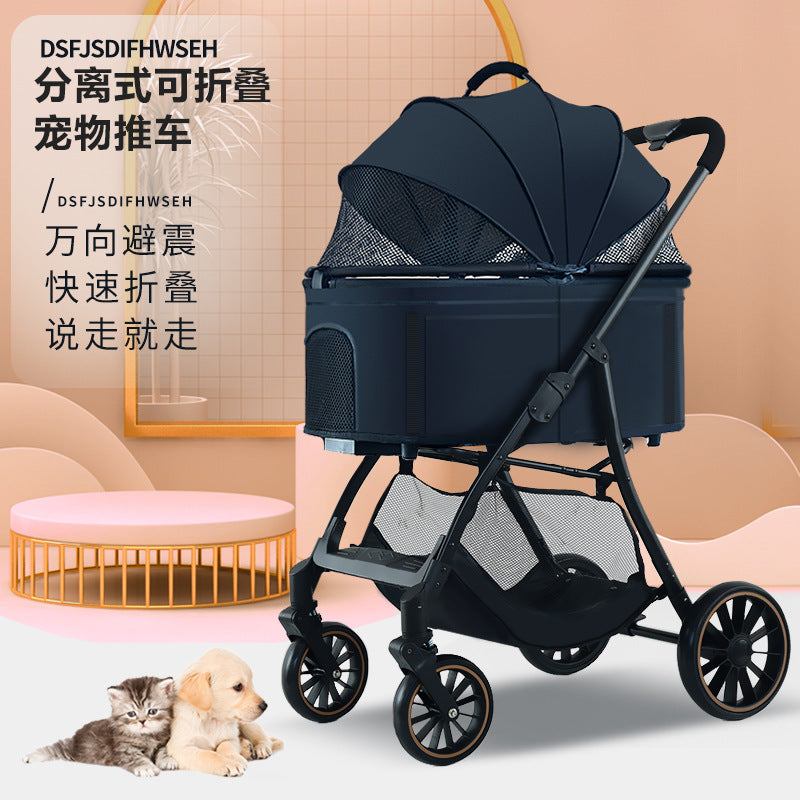 Pet stroller for cats and dogs - foldable, lightweight, and portable for small pets