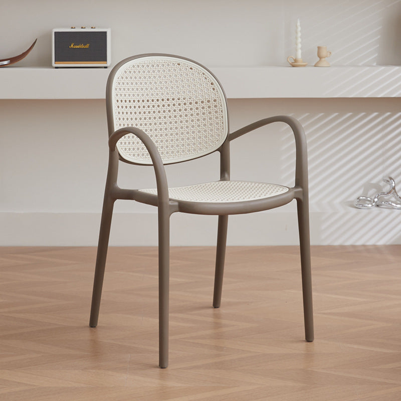 Scandinavian dining chair plastic imitation rattan chair stackable cut out armchair negotiation chair high backrest with accessible luxuryfor home