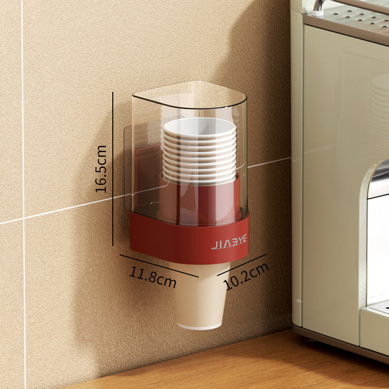 Disposable cup dispenser, water dispenser, water cup holder, for home wall-mounted, punch-free storage paper cup holder, cup holder