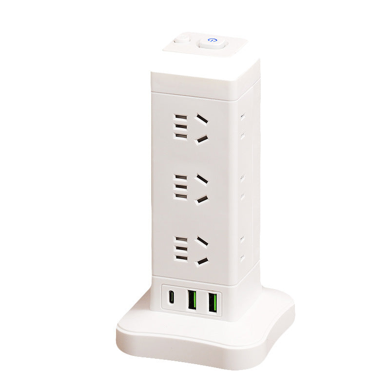 Authentic home & office vertical power strip - multi-outlet, pure copper, with usb ports - tower style