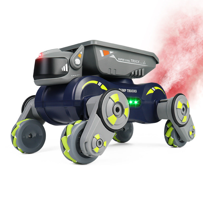 new product 2.4g eight-wheel stunt robot dog gesture sensor deformation spray kids climbing remote control car toy