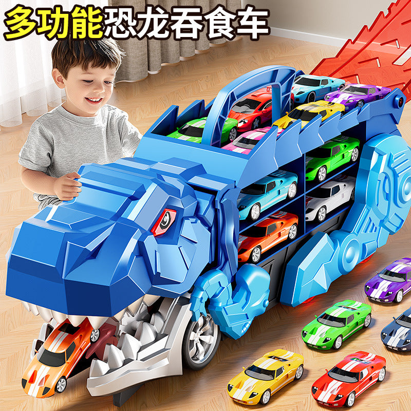 Kids' dinosaur toy car - tyrannosaurus rex transforming track set - educational storage gliding car - alloy diecast vehicle