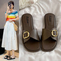 Spring/summer new french style outdoor beach slides women's versatile fashion flat ladies' flip-flops sandals