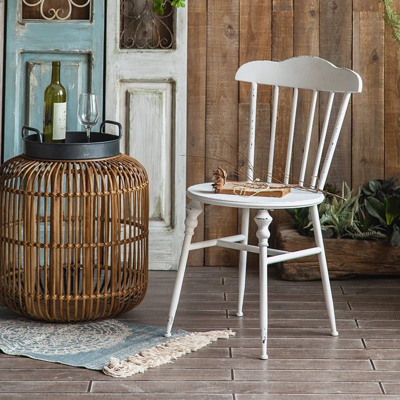 Nordic retro cream iron windsor chair backrest single chair dining chair outdoor courtyard open garden table and chair