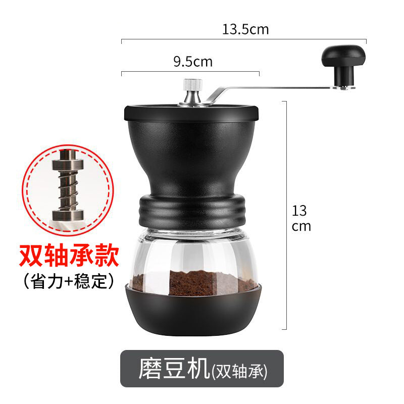 Hand-crank coffee grinder - dual bearing, effortless manual coffee mill with ceramic burr