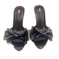 Za 2024 summer new women's pink bow high heel mules - round toe, open back, stiletto heel sandals