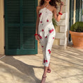 summer new women's fashion: european and american cross-border dress - elegant and stylish lace-trimmed, cinched-waist, halter neck maxi dress