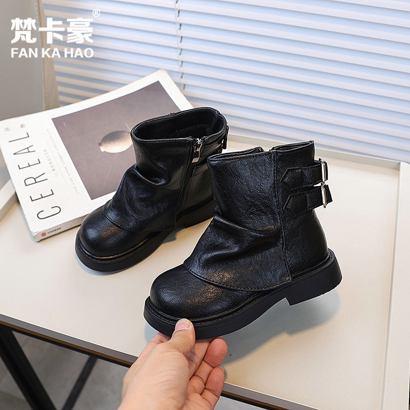 Vancahao girlfashion boots fall and winternew arrivalk-stylekids british styleboots two cotton trouser leather