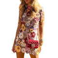 direct sales cross-border fashion three-dimensional floral mesh lace embroidered bodycon slimming sexy dress