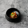 Ins creative ceramic rice bowl black frosted high-leg for home soup bowl restaurant noodle bowl dessert bowl ceramic tableware