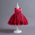 Ready-to-ship wholesale children's formal dresses, beaded floral patterned princess dresses for girls, perfect for everyday wear, birthdays, and banquets, made with satin fabric