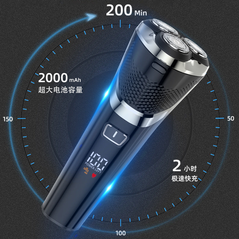 Full body washable electric shaver rechargeable razor three-head rotate beard razor wholesale portable