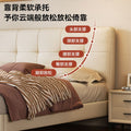 Ultra-thin bedside genuine leather bed modern casual master bedroom 1.8m double bed with small side small apartment soft-packed storage wedding bed