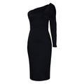 D318 european and american women's clothing independent station  fall and winternew arrivalfashionelegant silm slanted shoulder sexyexportdress