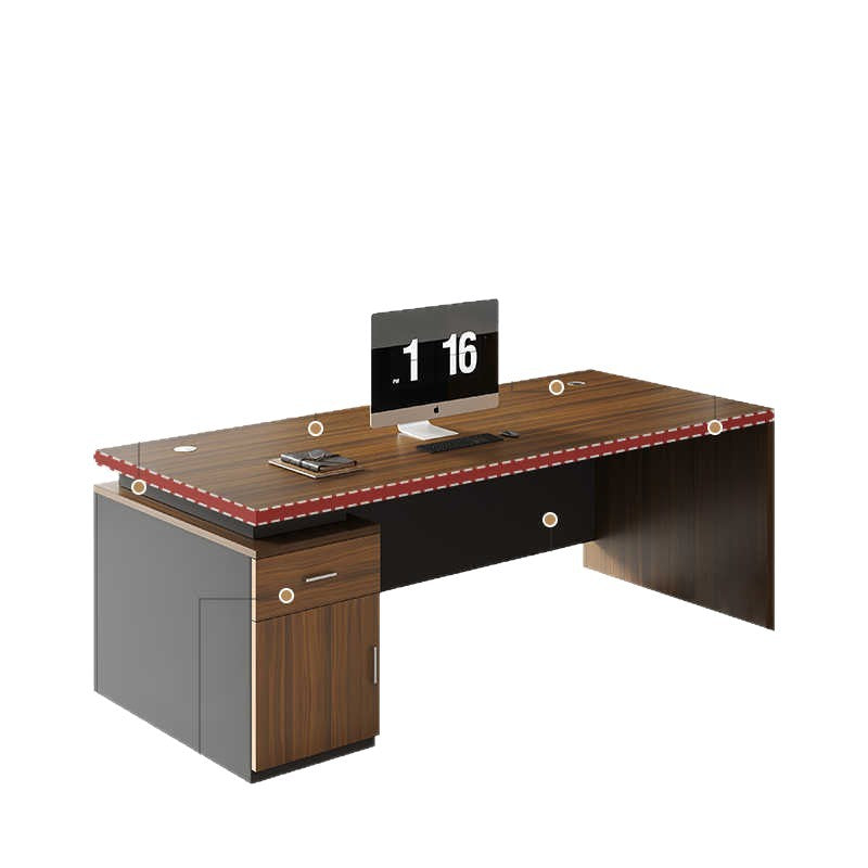 Executive office desk, modern minimalist manager's desk with computer drawer, office desk and chair set for employees