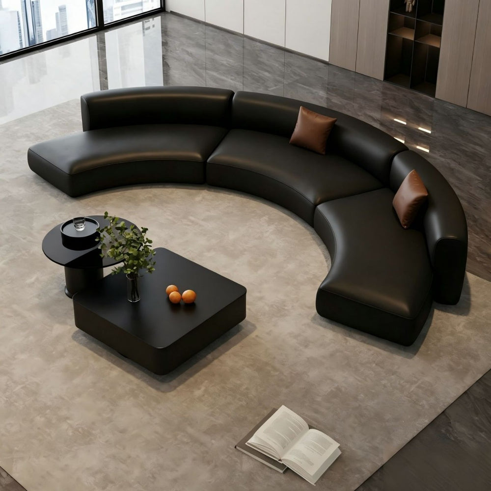 Italian-style hotel lobby lounge area reception light luxury high-end semi-circular arc office sofa and coffee table set