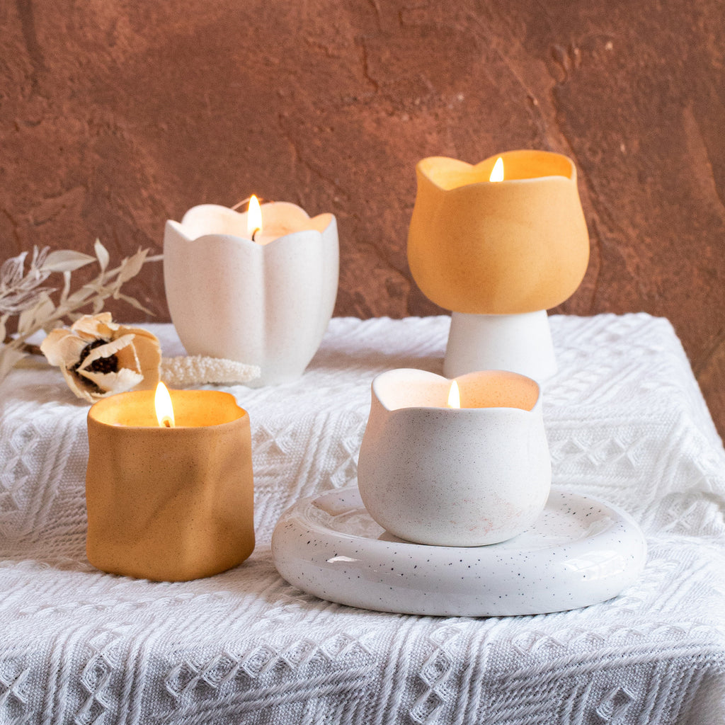 Nordic ins style tulip candle cup empty cup ceramic scented candle candle holder high-end multi-purpose home ornament