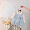 Girls' sweet & cute stylish long-sleeve dress -  new korean style faux two-piece princess dress for toddlers and young children